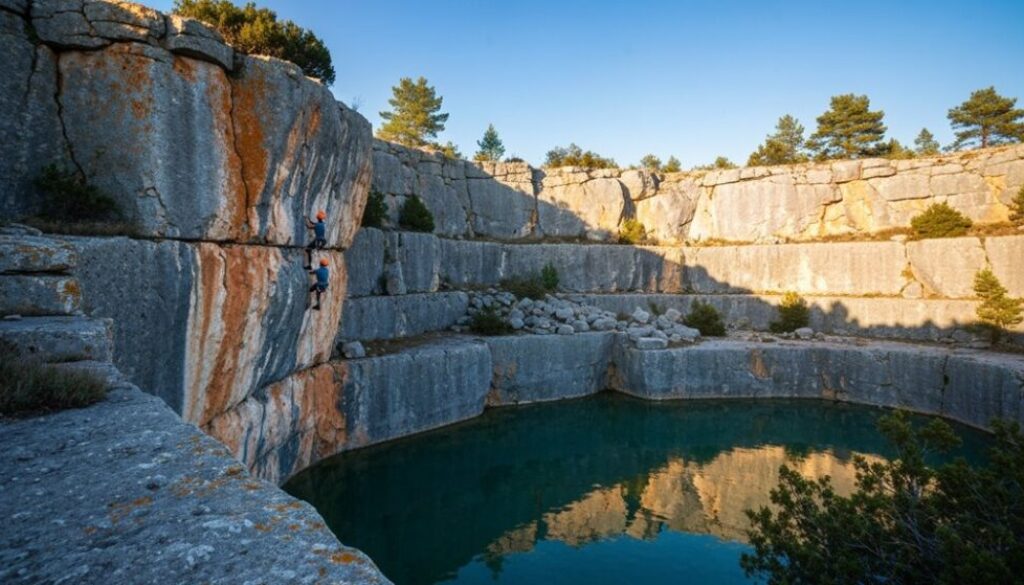 Klettern in verlassenen Steinbrüchen