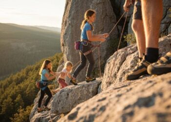 gemeinsame Klettererfahrung der Familie