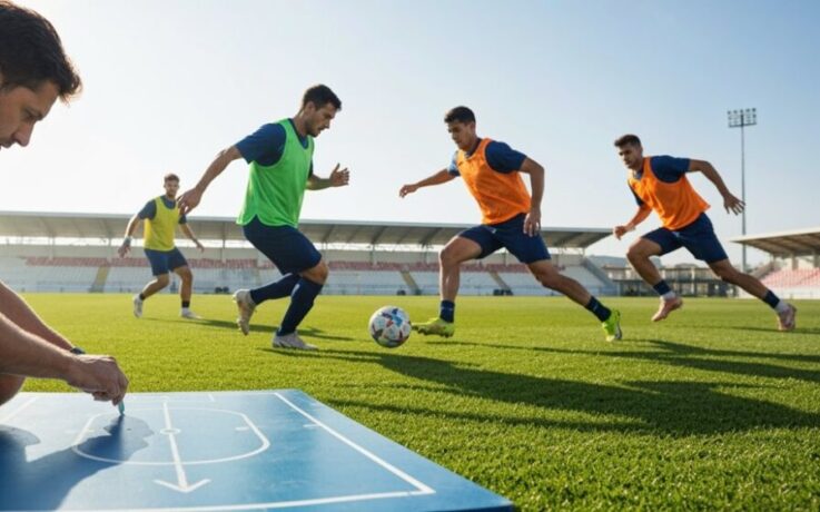 Football-Team Taktiktraining