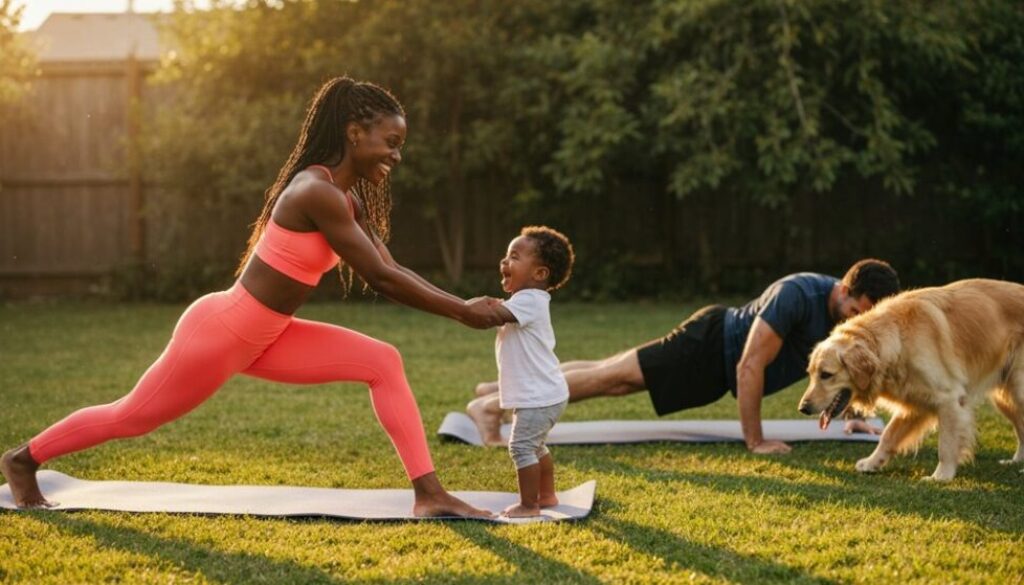 Familie Fitness aktiv zusammen täglich