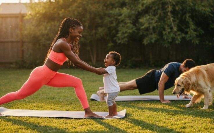 Familie Fitness aktiv zusammen täglich