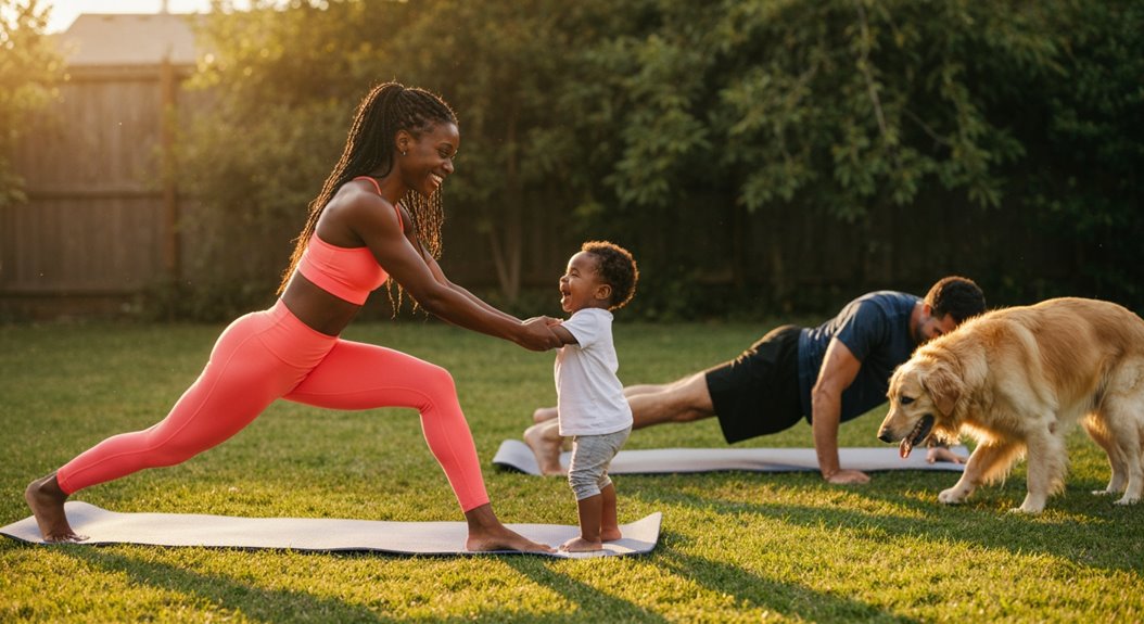 Familie Fitness aktiv zusammen täglich