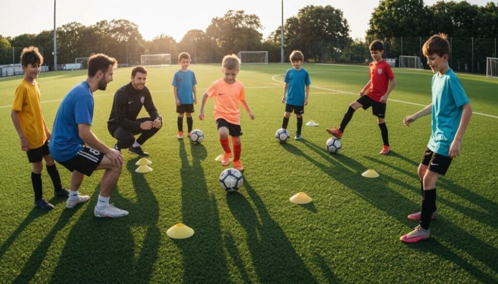 spaßiger fokussierter Jugendsoccer-Fertigkeiten