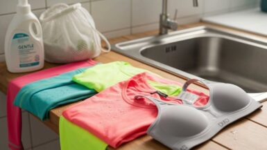 wasche Sportbekleidung, um Beschädigungen zu vermeiden